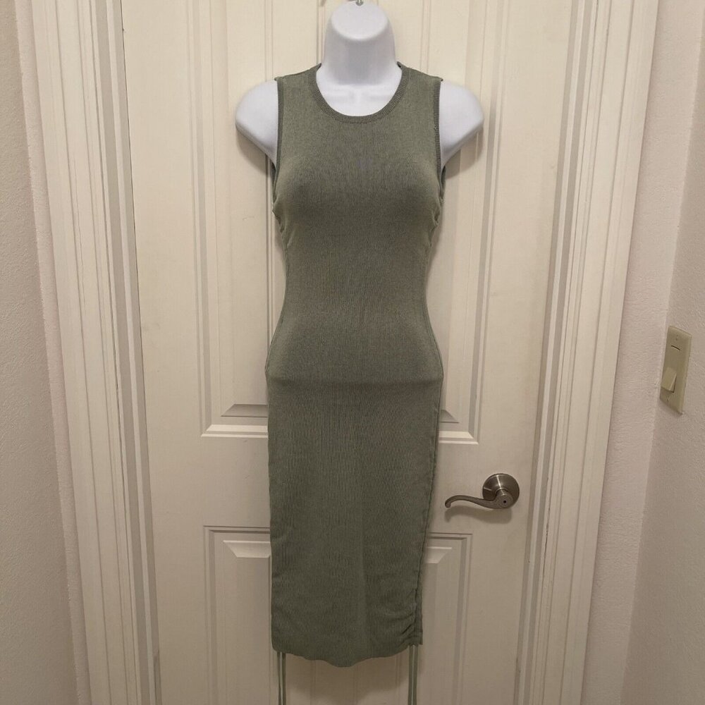 Lioness Womens Sz XXS Green Cinched Bodycon‎ Sleeveless Sweater Dress Adjustable